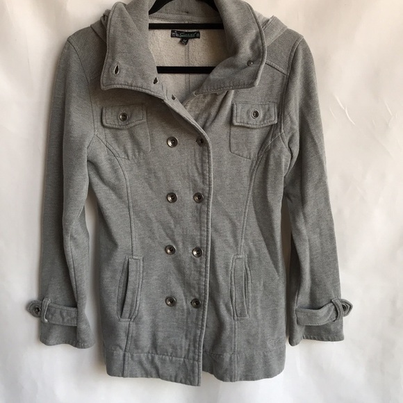 Ezekiel gray herringbone double-breasted hoodie jacket, size M - Picture 5 of 13